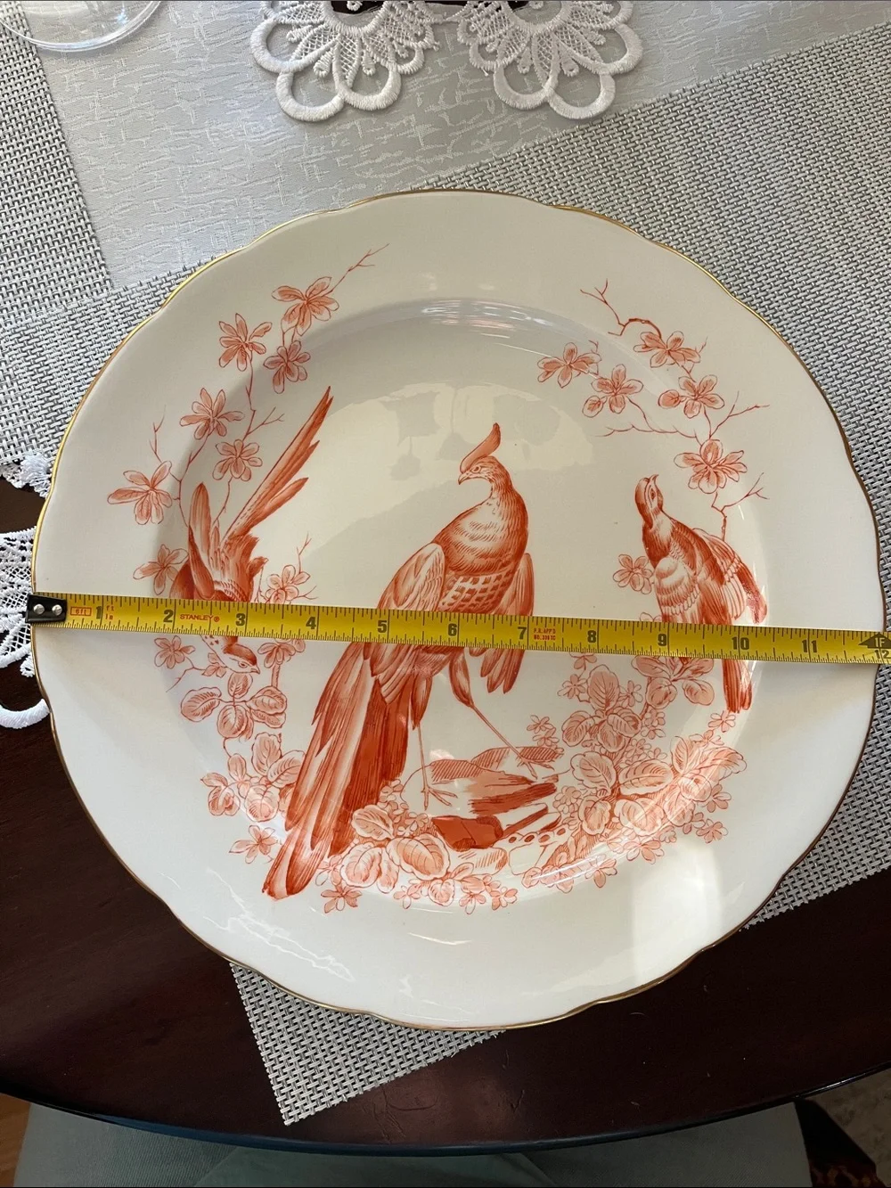 Royal Crown Derby Cream Plate with Bird and Floral Design